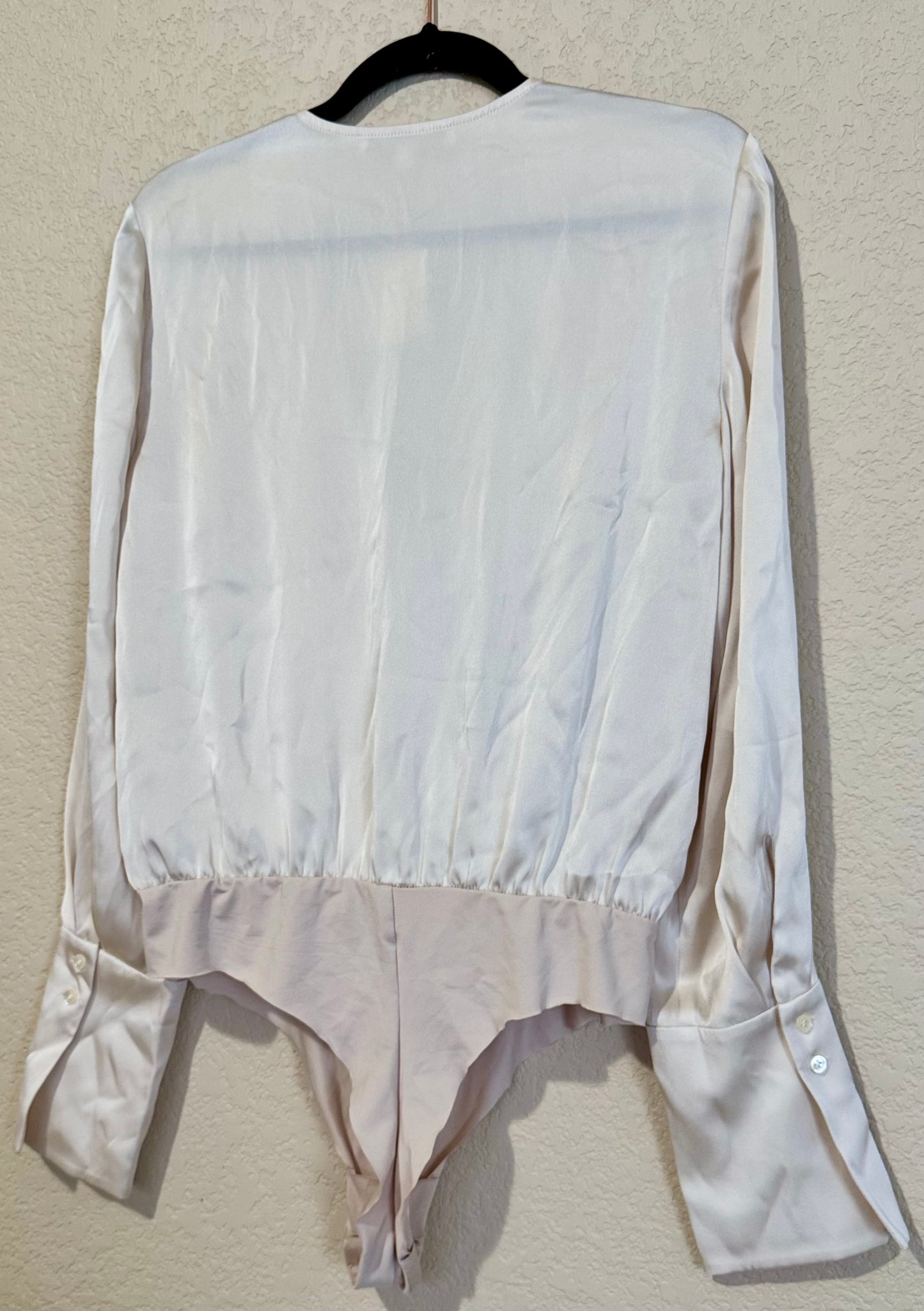Favorite Daughter “The Date Blouse” Champagne Satin Bodysuit - sz MD (NWT)
