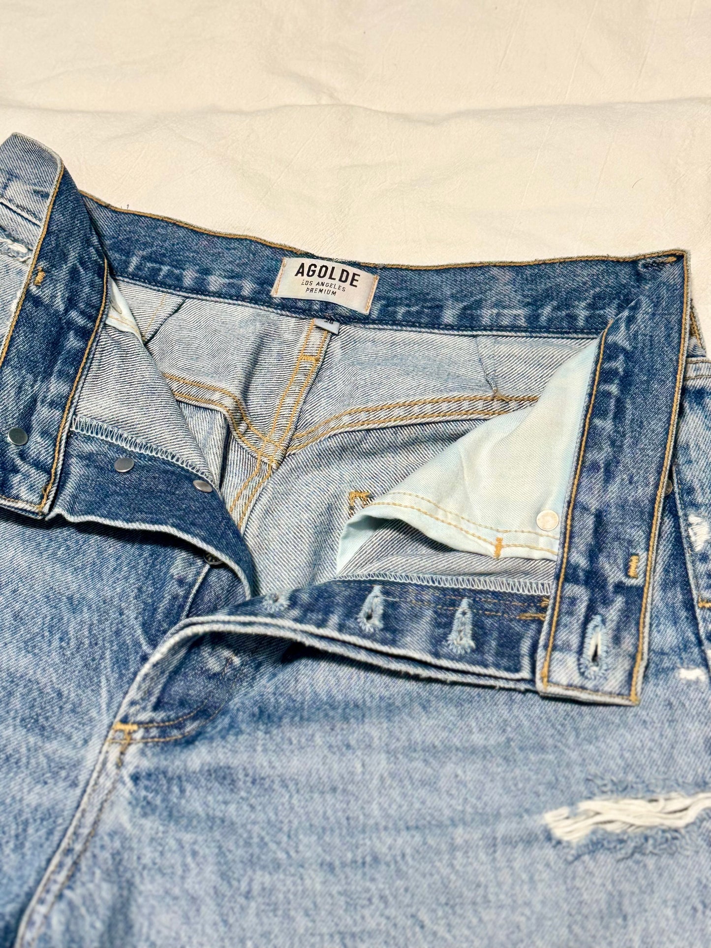 AGOLDE 90’s distressed mid-rise straight leg jean - sz 28