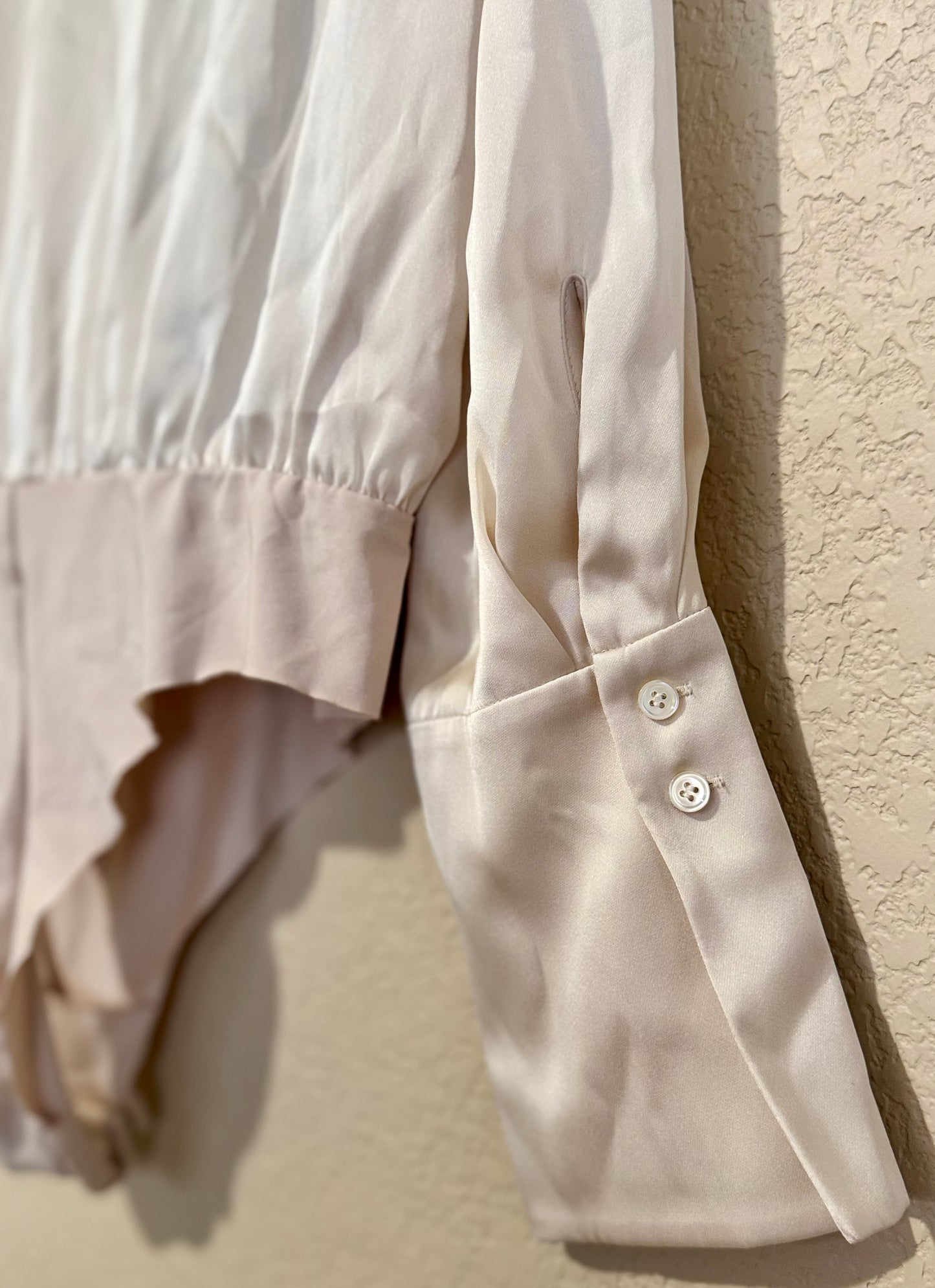 Favorite Daughter “The Date Blouse” Champagne Satin Bodysuit - sz MD (NWT)