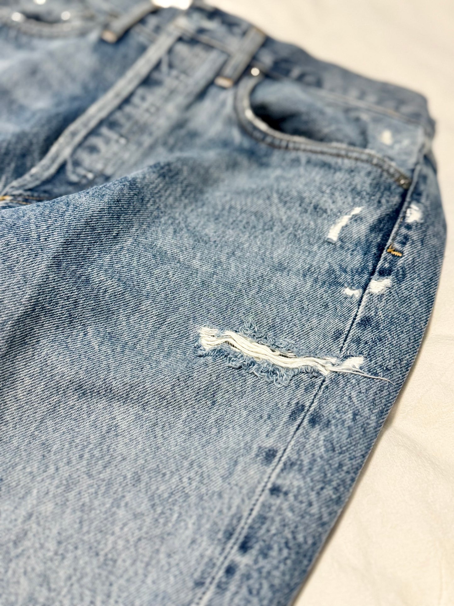 AGOLDE 90’s distressed mid-rise straight leg jean - sz 28