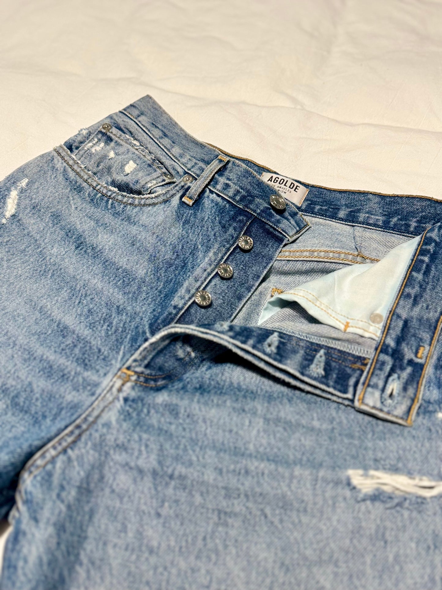 AGOLDE 90’s distressed mid-rise straight leg jean - sz 28