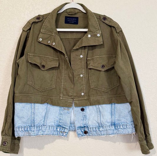 AllSaints Cadie Linen Blend Military Jacket - sz 10