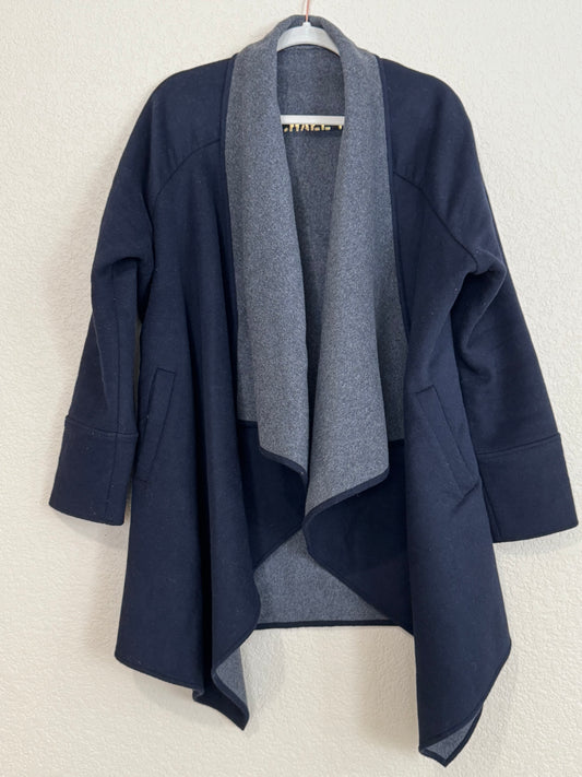 Michael Kors Double Face Wool Blend Drape Front Coat - sz M