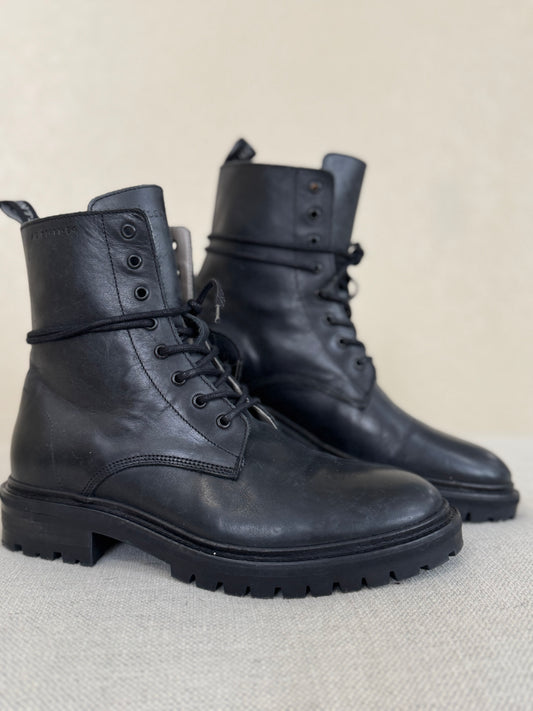 AllSaints Unisex Tobias Leather Combat Boots - sz 40 (W9.5/M7) (NWOT)