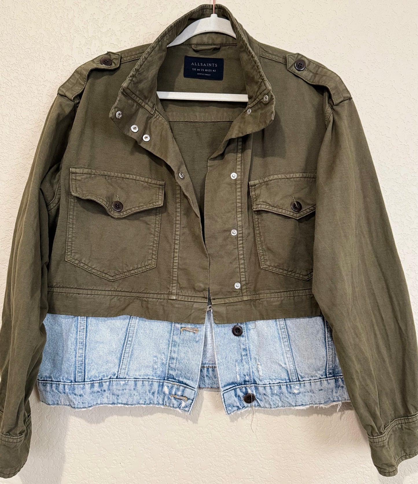 AllSaints Cadie Linen Blend Military Jacket - sz 10