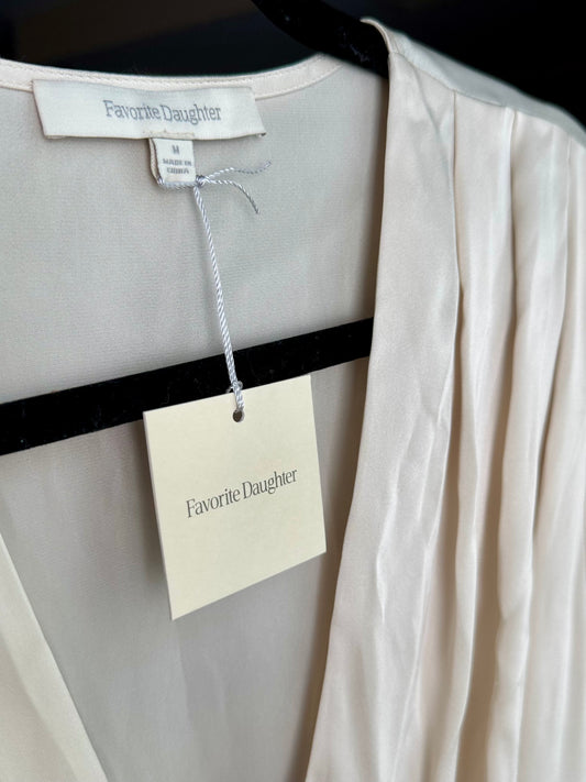 Favorite Daughter “The Date Blouse” Champagne Satin Bodysuit - sz MD (NWT)