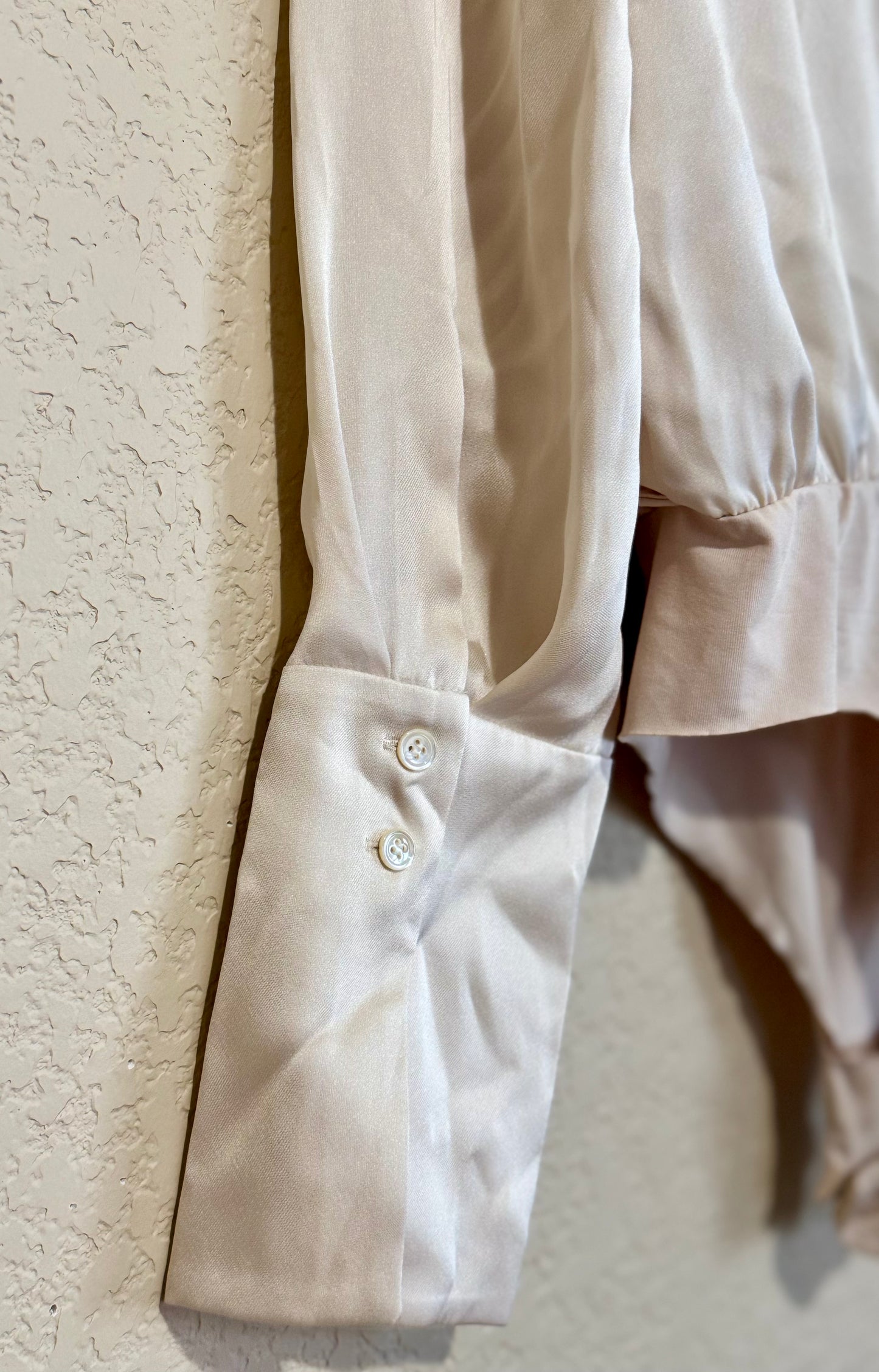 Favorite Daughter “The Date Blouse” Champagne Satin Bodysuit - sz MD (NWT)