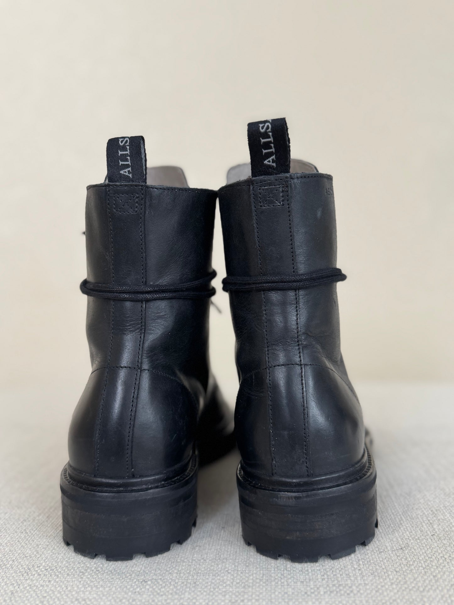 AllSaints Unisex Tobias Leather Combat Boots - sz 40 (W9.5/M7) (NWOT)