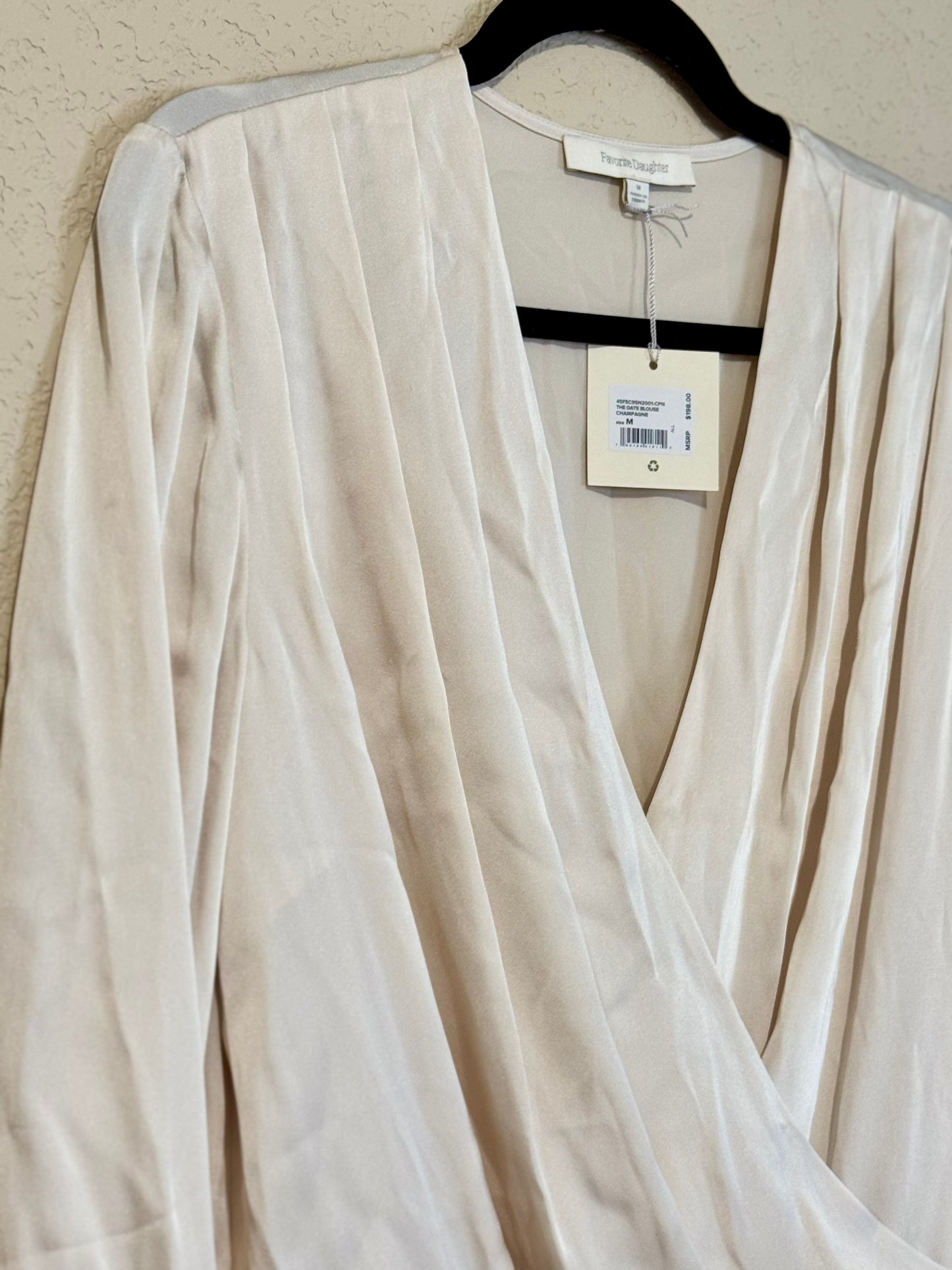 Favorite Daughter “The Date Blouse” Champagne Satin Bodysuit - sz MD (NWT)