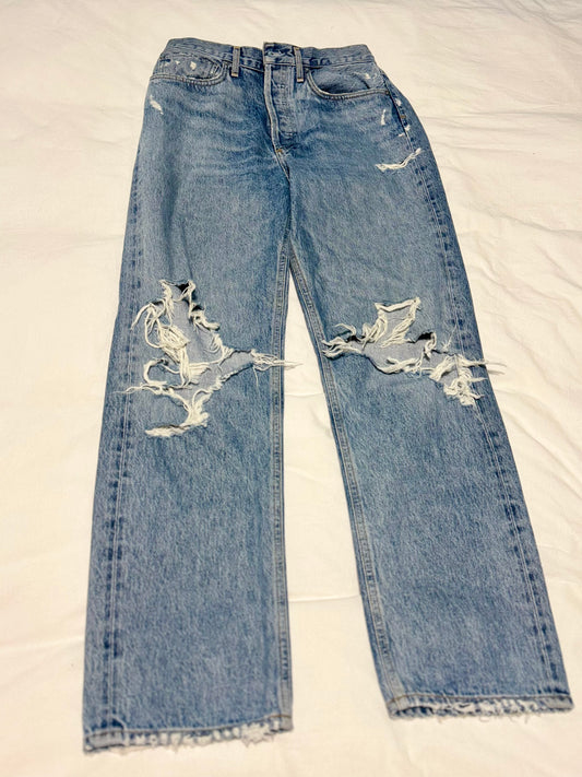AGOLDE 90’s distressed mid-rise straight leg jean - sz 28