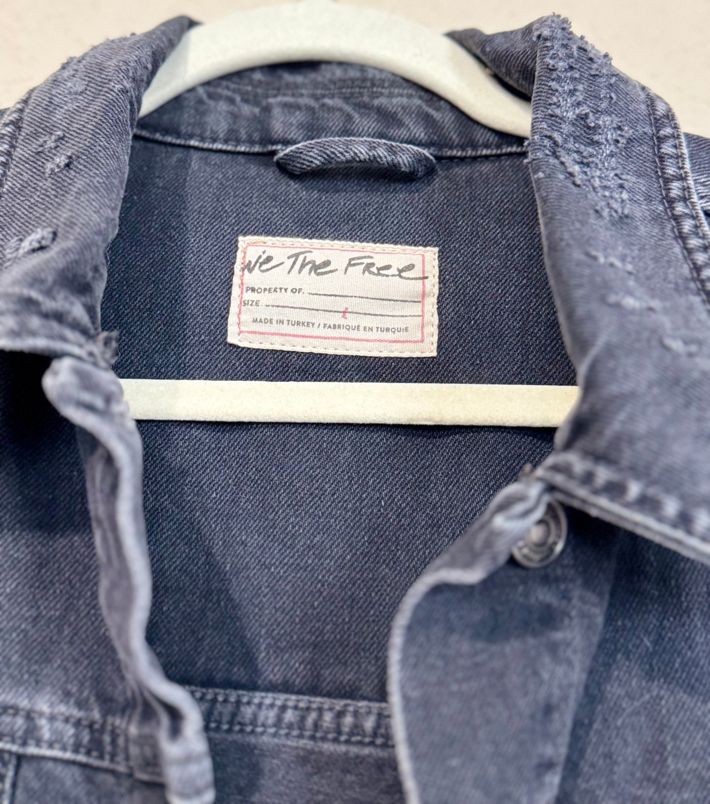 We The Free Distressed Oversized Denim Trucker Jacket - sz L