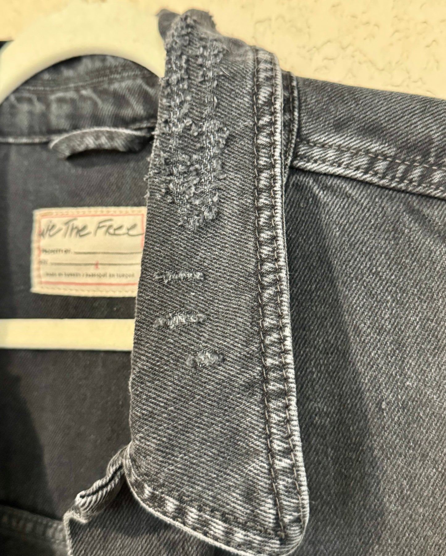 We The Free Distressed Oversized Denim Trucker Jacket - sz L