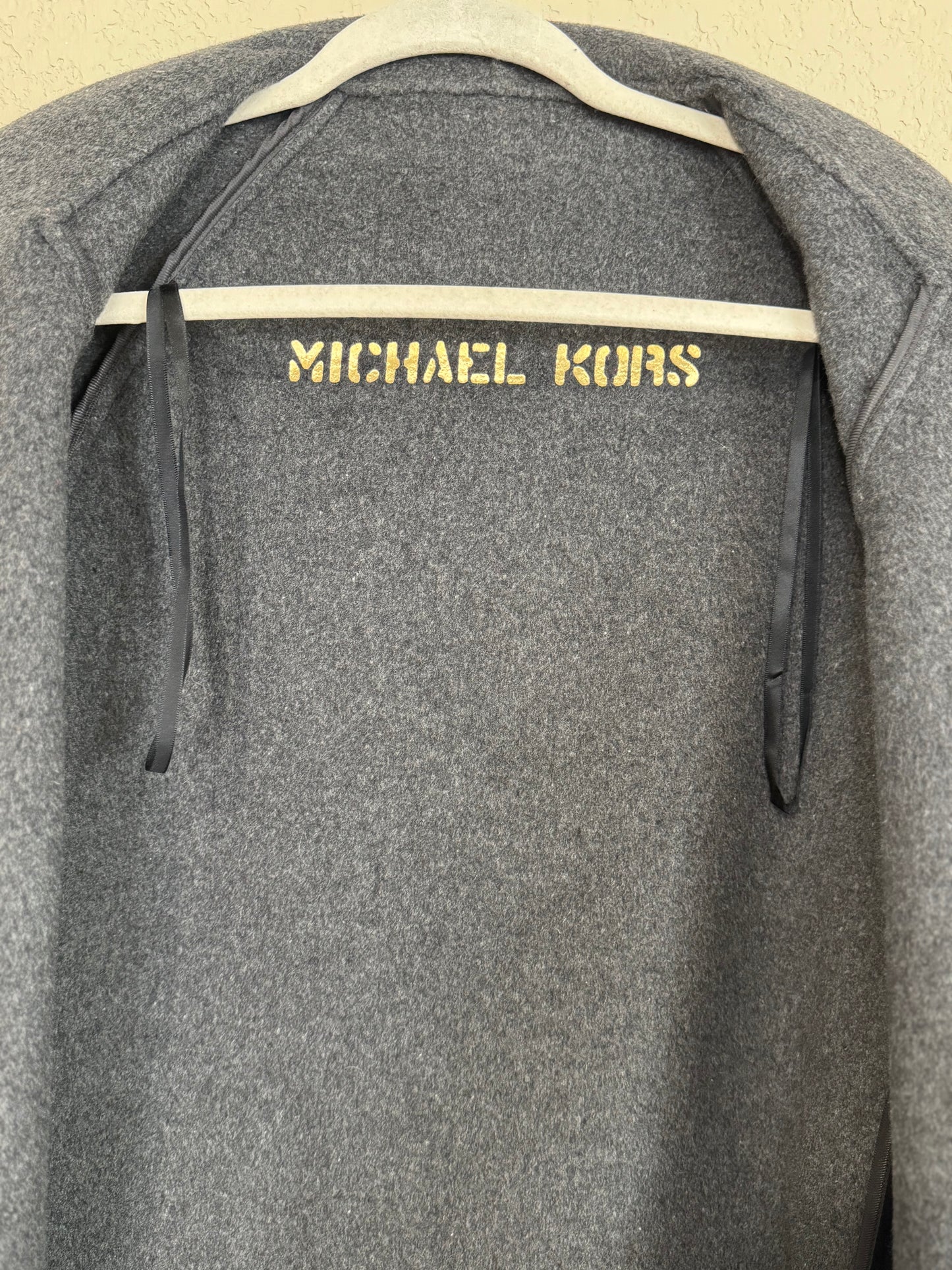 Michael Kors Double Face Wool Blend Drape Front Coat - sz M