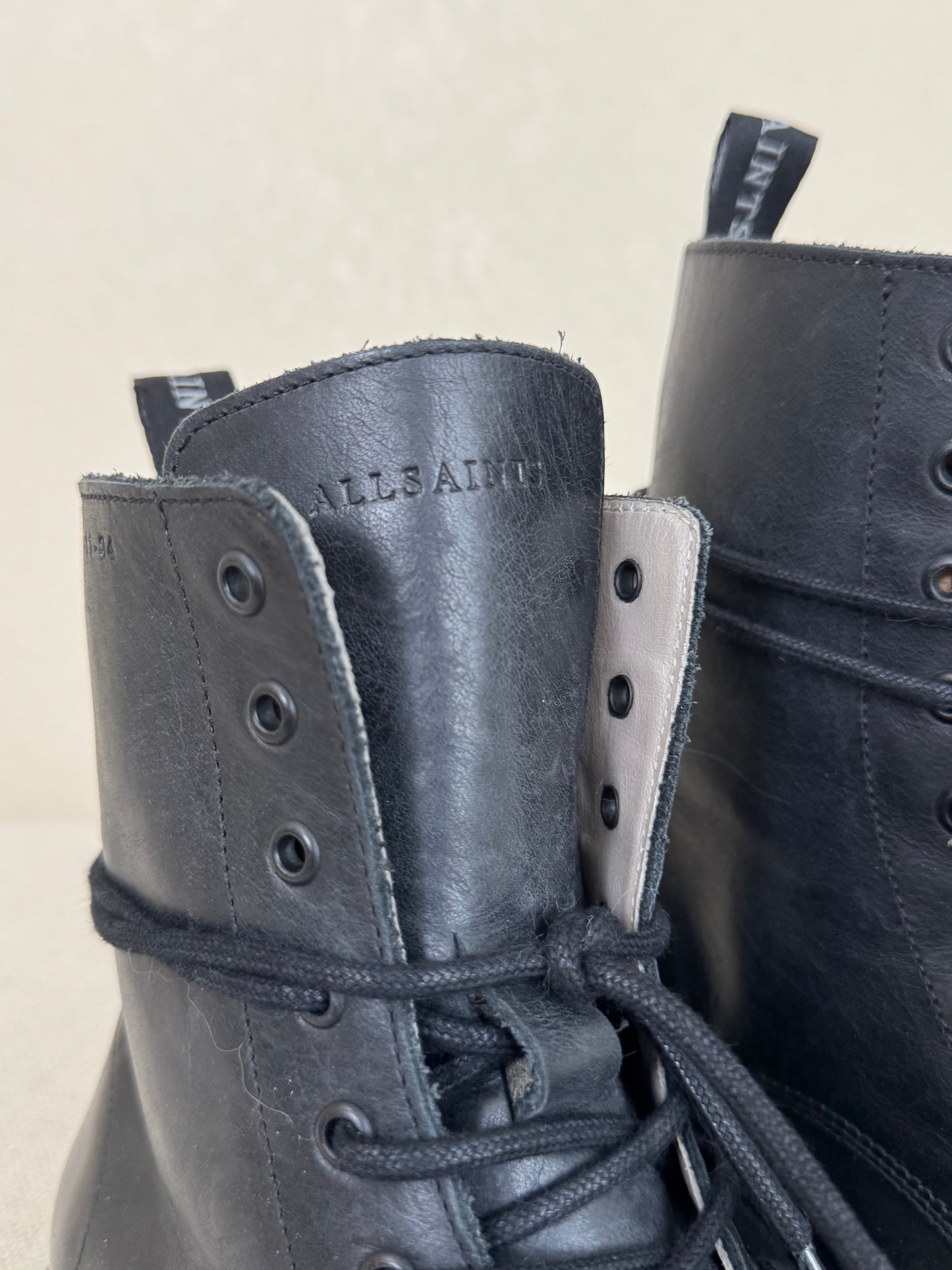 AllSaints Unisex Tobias Leather Combat Boots - sz 40 (W9.5/M7) (NWOT)